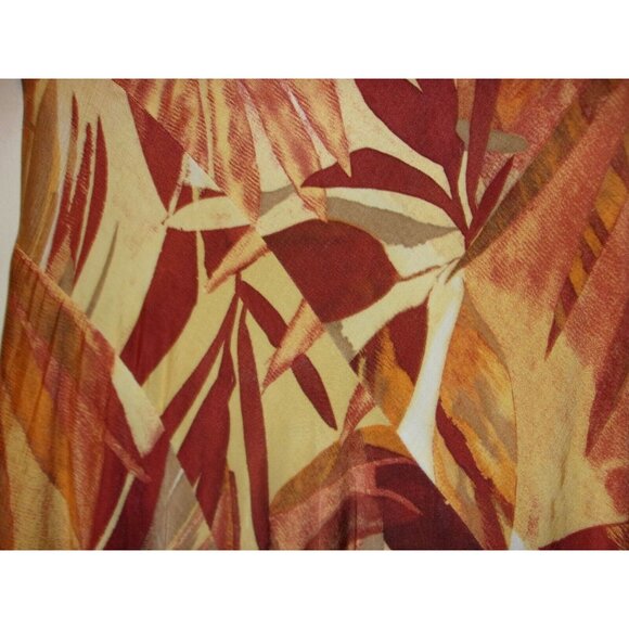 Cache Burgundy Brown Orange Yellow Elastic Waist Godet Leaf Print Skirt S - Picture 2 of 4